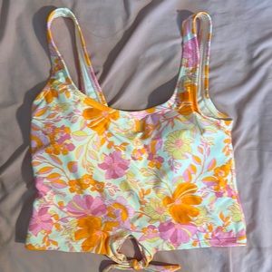 Cropped multi color swim top